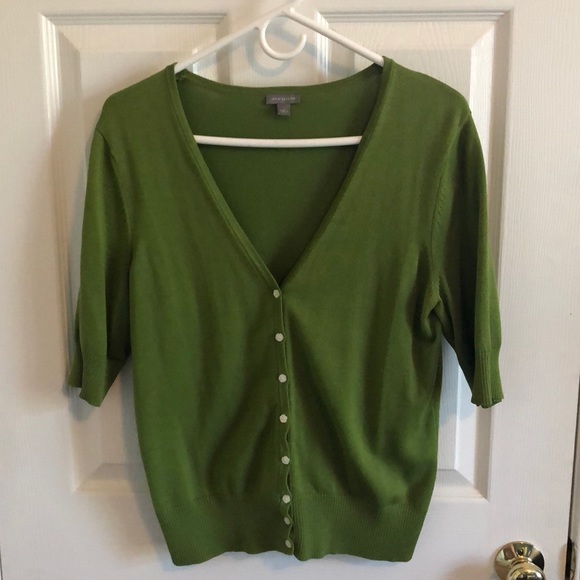 Ann Taylor Sweaters - ANN TAYLOR green cardigan